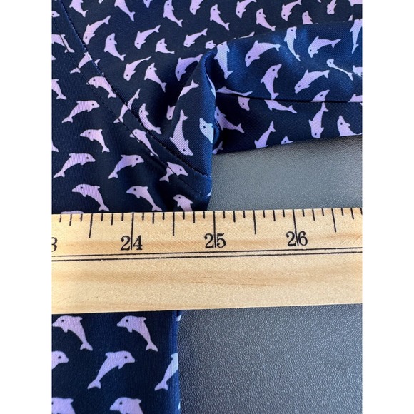 FOOTJOY Men's Size L Blue‎ Pink Lisle Leaping Dolphins Print Golf Polo Shirt - Picture 5 of 6